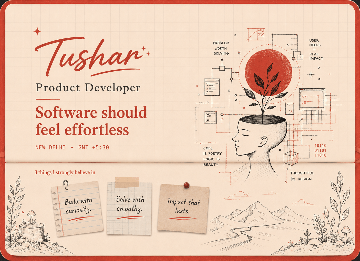 Tushar — Product Developer. Software should feel effortless.